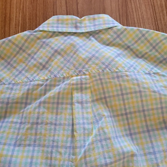 Talbots Top Shirt Womens 1X Petite Blue Yellow Plaid Button Down Casual Career - Picture 10 of 11